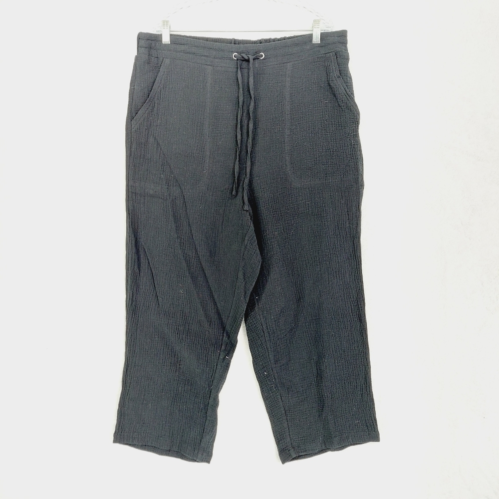 Cynthia Rowley Black Cotton Relaxed Fit Light Pants P2884